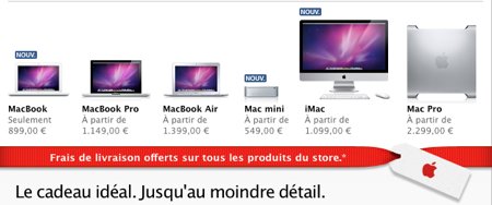 Frais de port offerts sur l'Apple Store