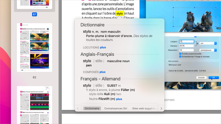 macOS • Recherchez la définition d'un mot dans un texte ou un PDF