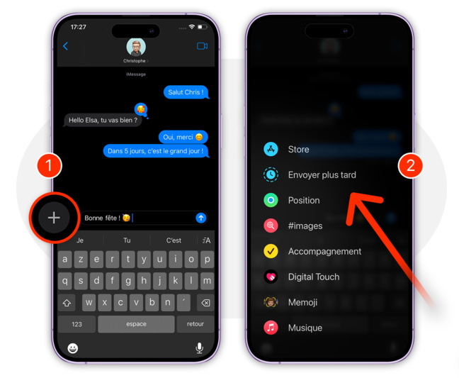 iOS 18 • Comment programmer un message pour un envoi en différé