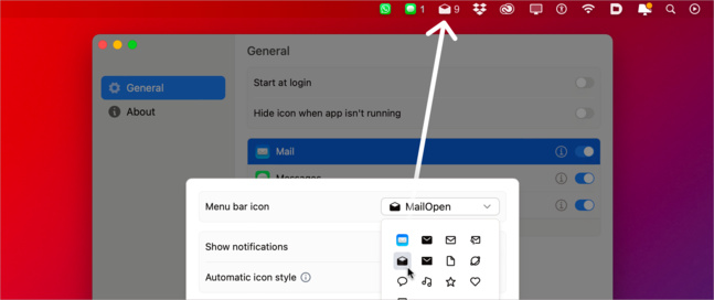 macOS • Affichez le nombre de messages reçus dans la barre des menus