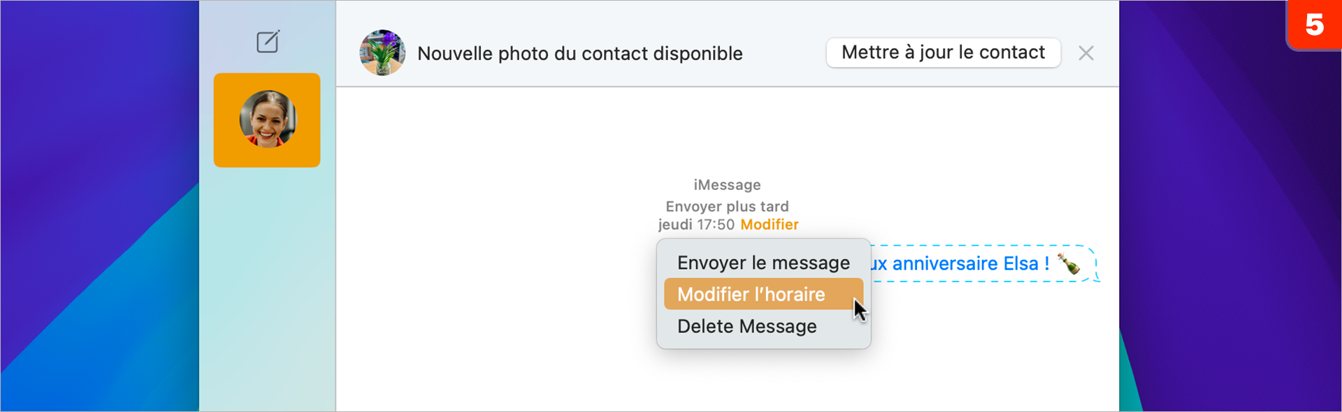 macOS Sequoia • Comment envoyer un message à une date ultérieure ?