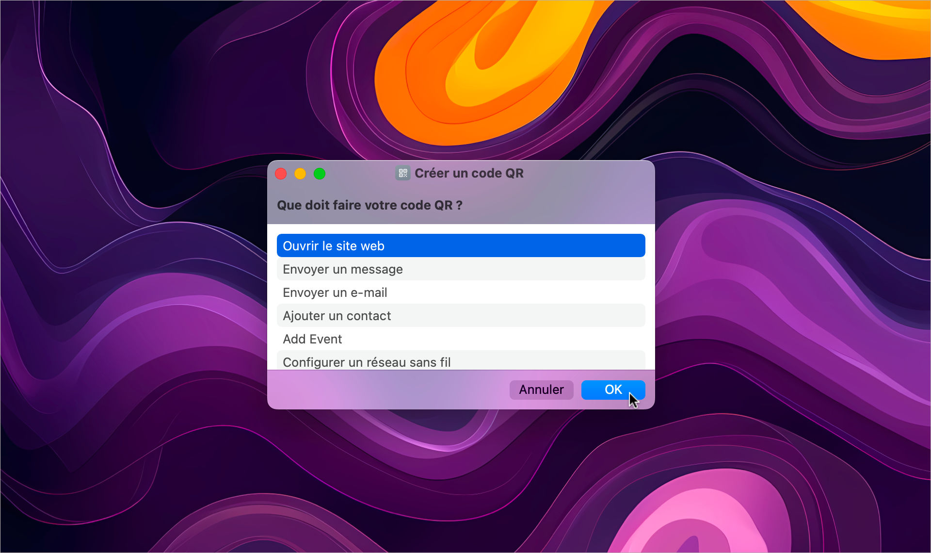 macOS • Créez simplement un code QR sans installer d’outil externe