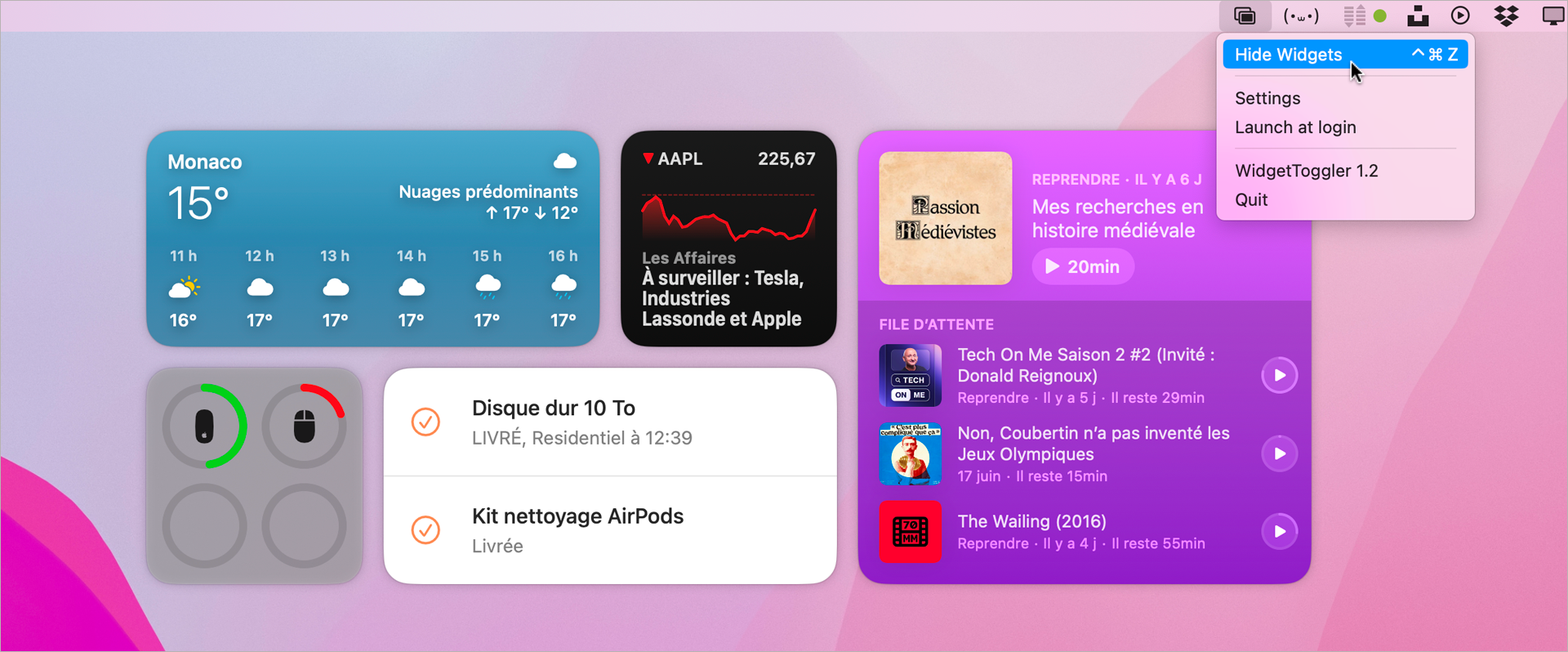 macOS • Ne fermez plus les widgets du bureau, masquez-les !